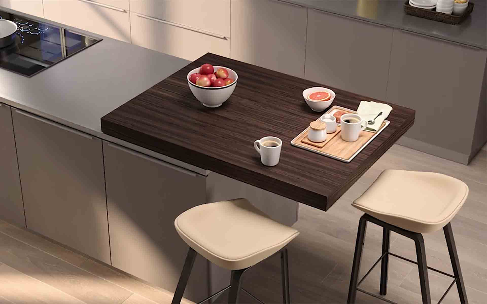 Кухня в LOFT-стиле с фукциональными металлическими злементами чёрного цвета