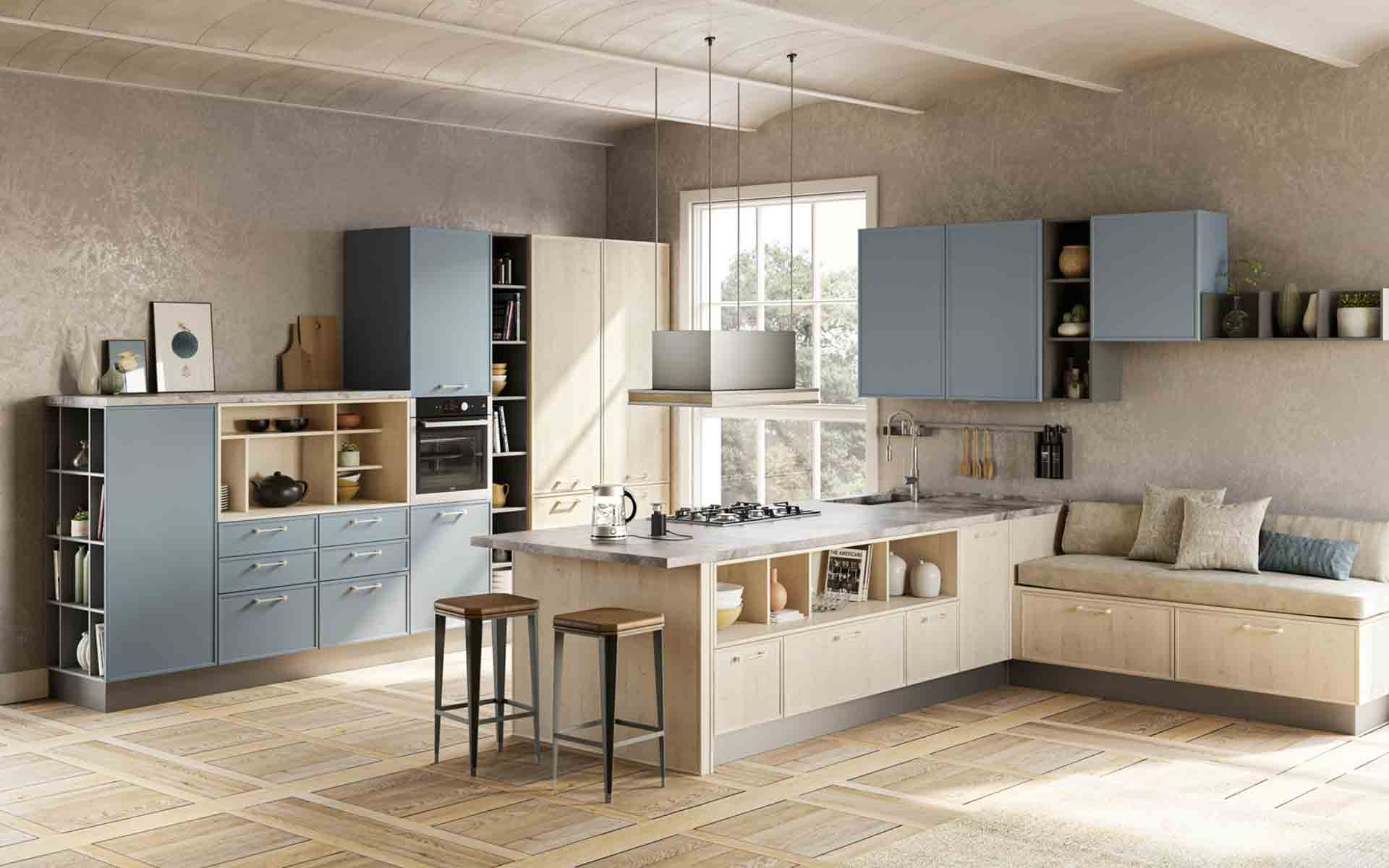 Кухня в LOFT-стиле с фукциональными металлическими злементами чёрного цвета